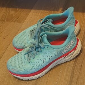 Hoka One Clifton 8 Woman's Sneakers Size 5.5 Mesh Aquarelle Eggshell Blue